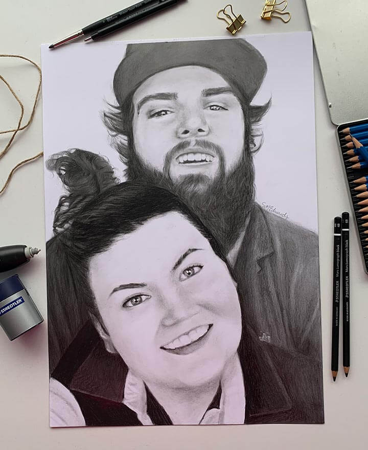 hand drawn portrait of couple