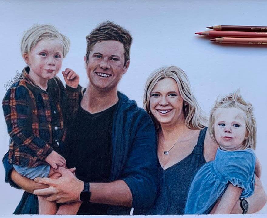 family drawing in colour