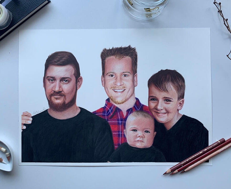 family drawing from photograph