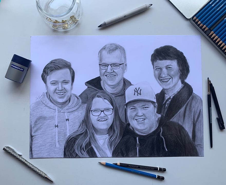 family drawing for portrait gift